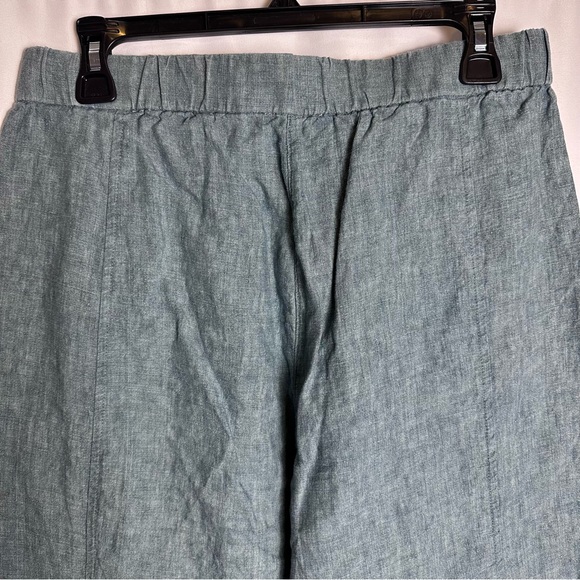 Eileen Fisher 100% Organic Linen Wide Leg Pants Blue Green Small Lagenlook - Picture 9 of 12